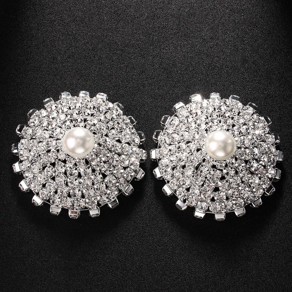 Luxury Pearl Crystal Nipple Covers Sparkling Breast Jewellery Women Sticky Pasties Wedding Party Club Stage Costume