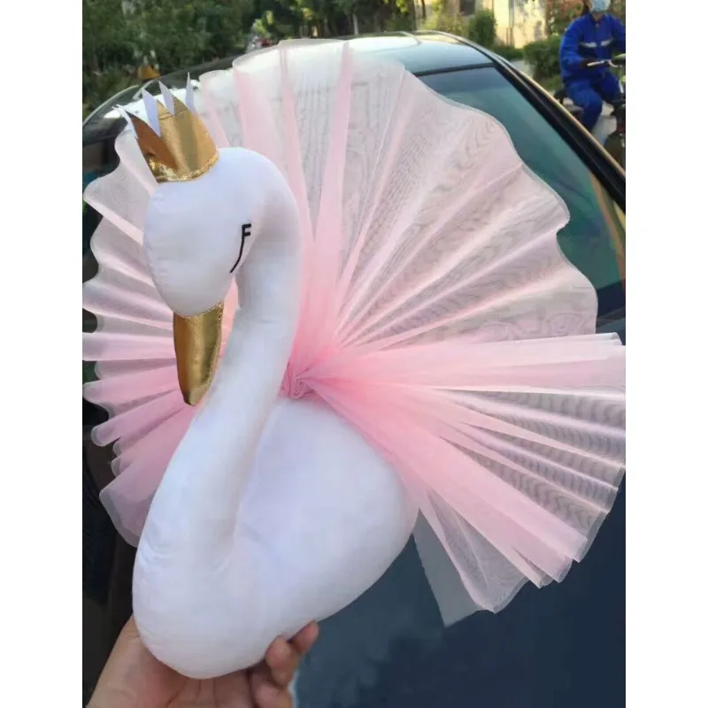 Pink Crown Swan Wall Hanging Decoration Nordic Children\'s Family Room Decoration Ornaments Bedroom Shooting Props Baby Toy Doll