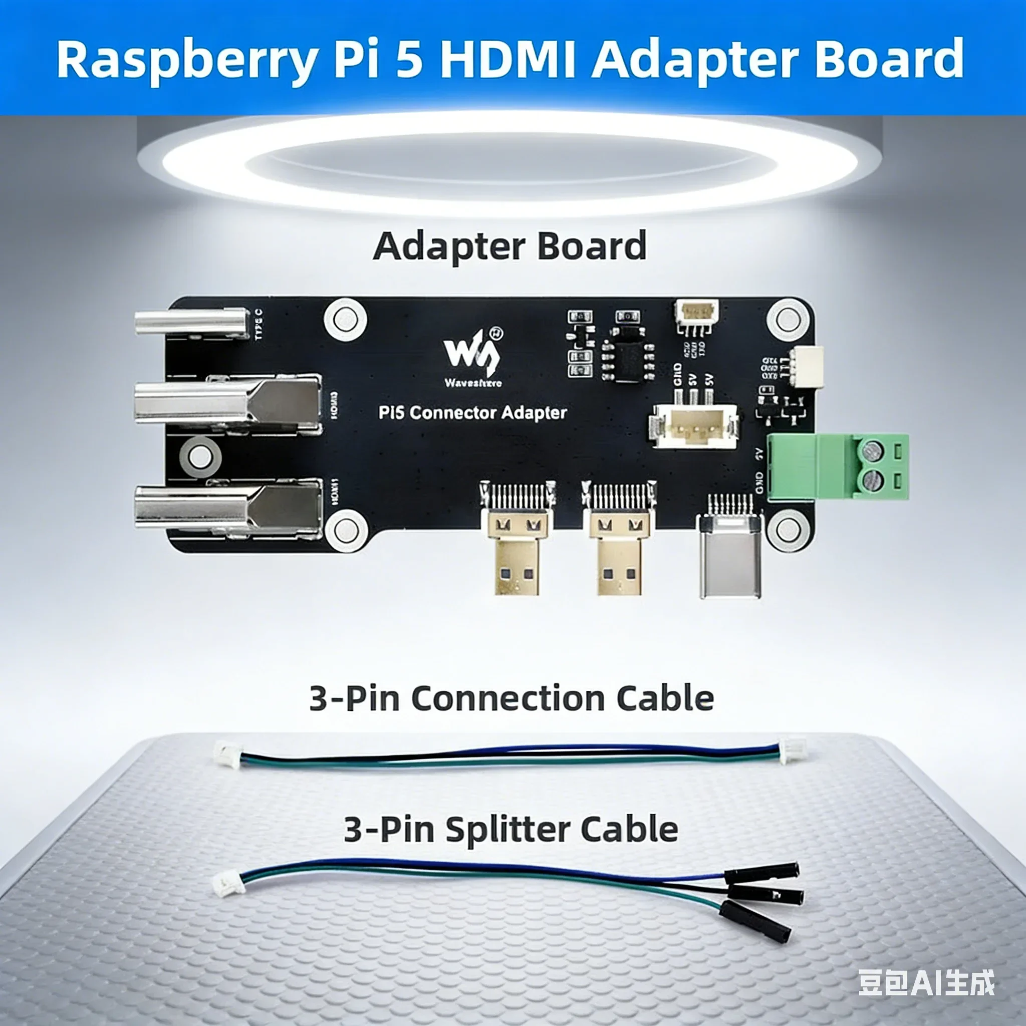 For Raspberry Pi 5 For PCIe To M.2 Adapter Board Dual 4K Output High-Speed SSD Support-HDMI Adapter Board For Raspberry Pi 5