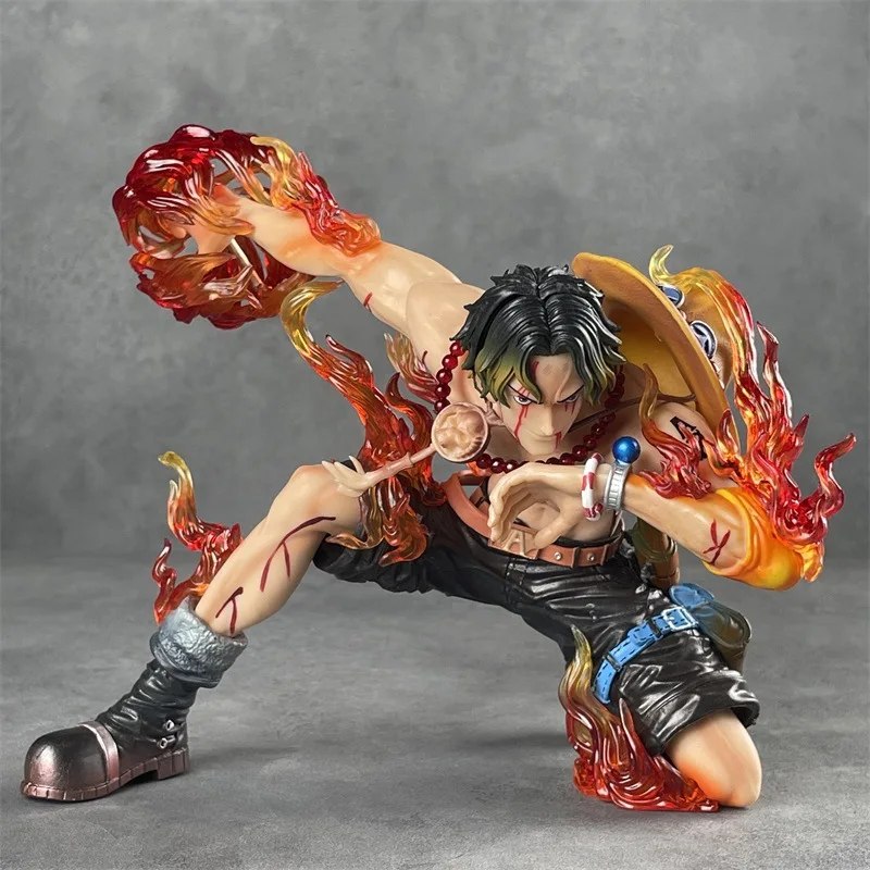 

Hot Battle Damage Ace One Piece Resonance Series Pt Flame Emperor Fire Fist Ace Anime Handmade Model High-Quality Ornament Gift