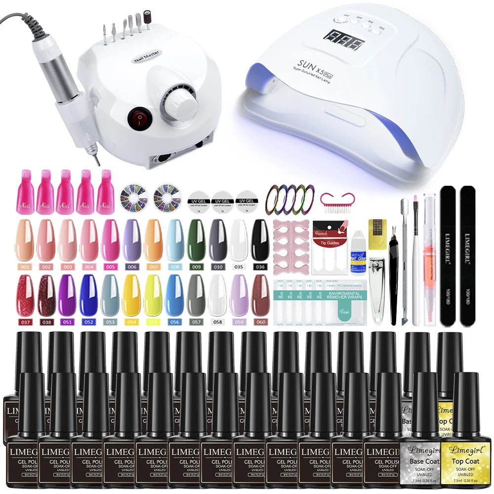 

Nail Art Acrylic Set Professional Manicure Nail Polish Set with Nail Dryer Electric Nail Drill Machine Professional Nail Art Too