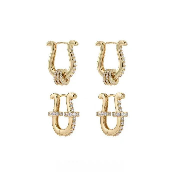 New Design Fashion Jewelry Two-color Plated Simple Zircon Cross Earrings Elegant Women's Daily Work Accessories