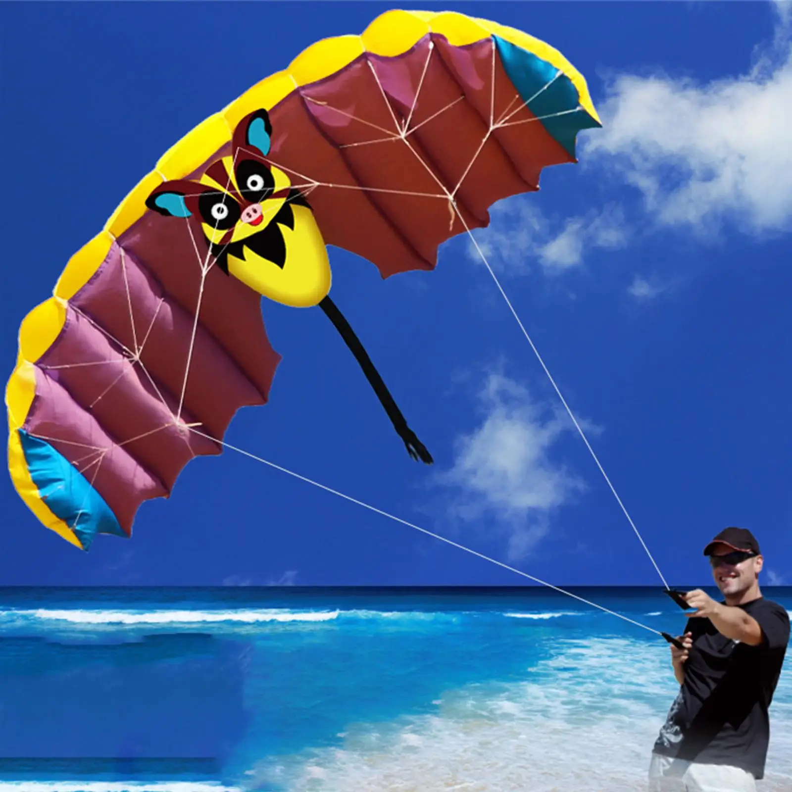 Frameless Kite Flying Toys Parafoil Educational Toys Dual Line Entertainment Beach Kite for Beach Trip Boys Beginner Kids