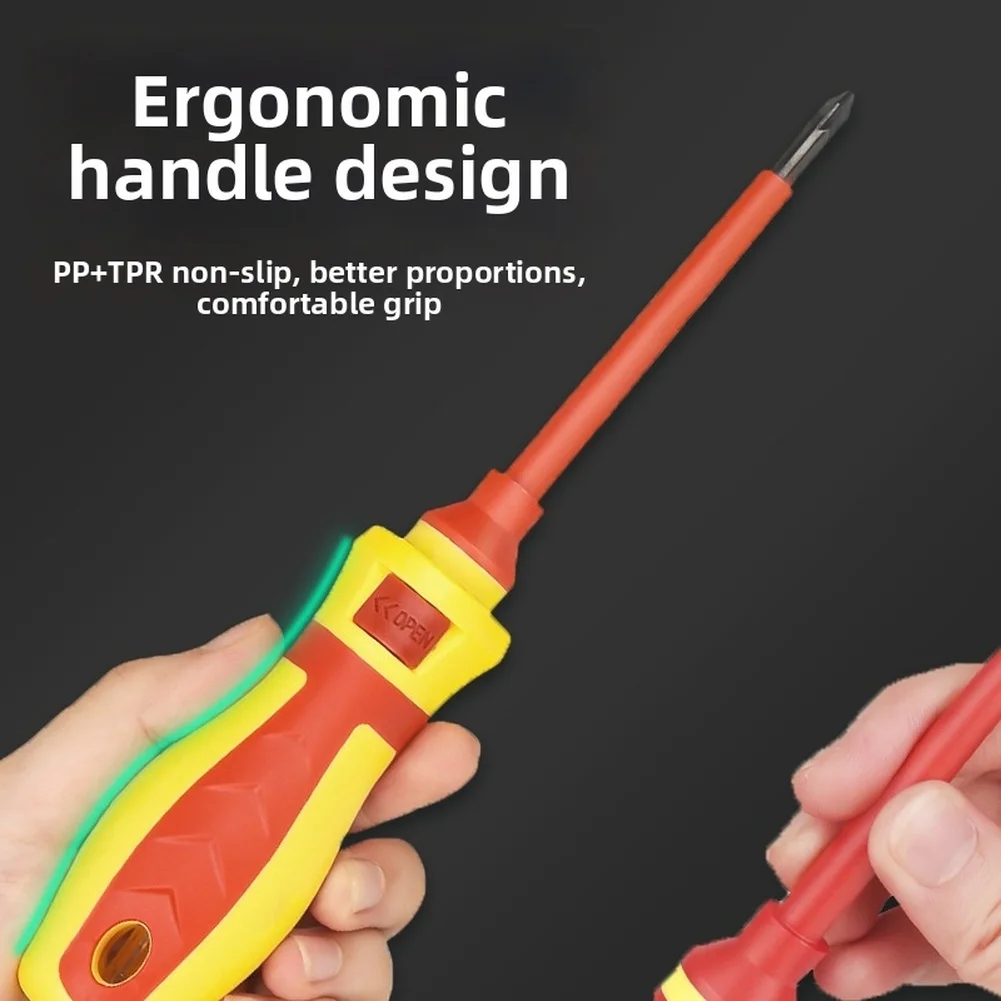 13pcs Electrician Tools 1000V Voltage Interchangeable Blade VDE Insulated Screwdrive Set Magnetic Cross Slotted Screwdriver Bits