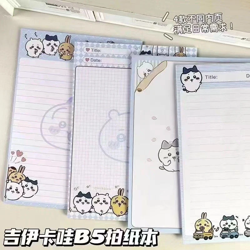 Chiikawa B5 Writing Pad Cute Anime Chii Hachiware Usagi Memo Pad 4 Styles Lined Grid Blank Tearable Notepad Kawaii Students