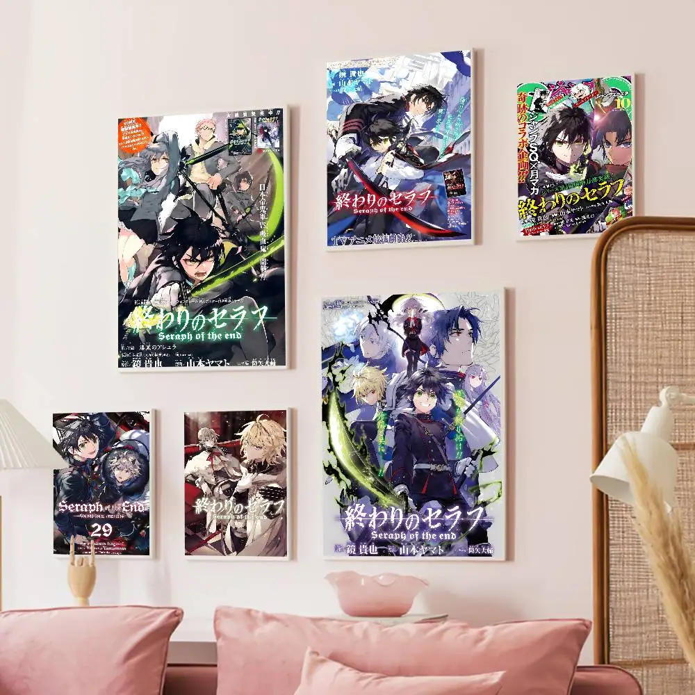 Anime Seraph of The End Vintage Posters Sticky Retro Kraft Paper Sticker DIY Room Bar Cafe Kawaii Room Decor