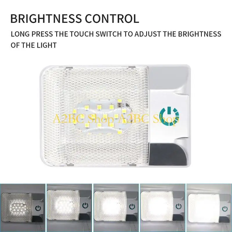 A2BC Adjustable Brightness 12V LED RV Ceiling Dome Light Trailer Indoor Reading Lamp
