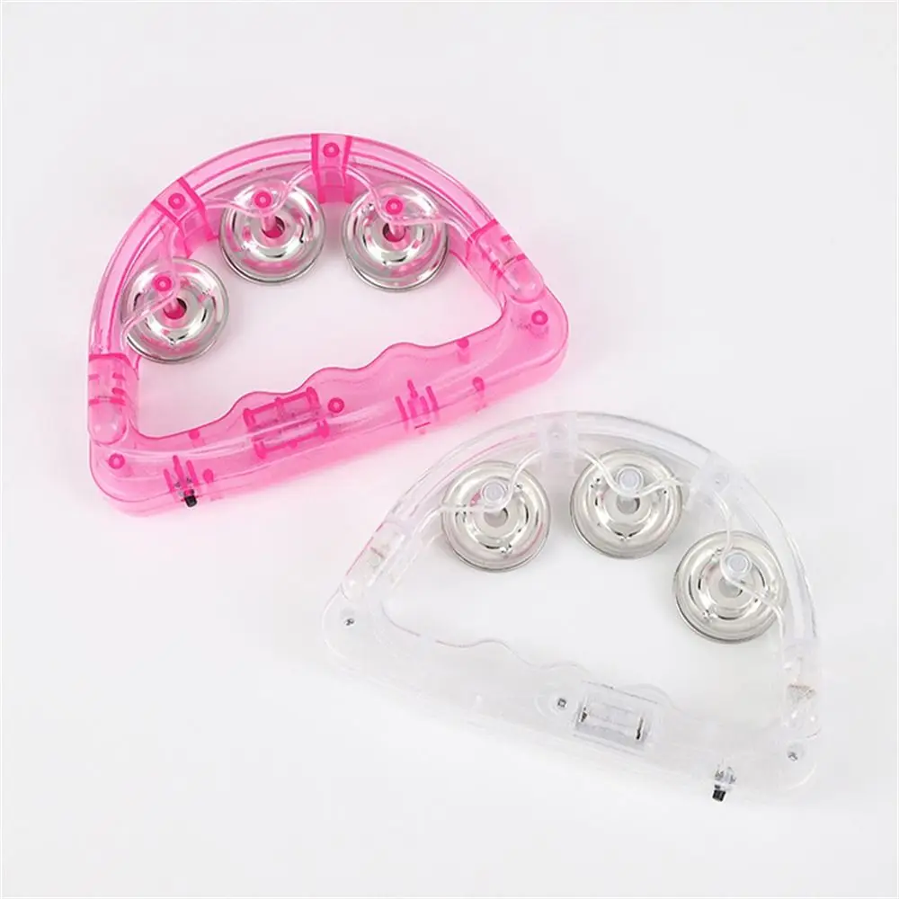 Light Up LED Tambourine Noisemakers Shaking Flashing Tambourine Glowing Sensory Toy Hand Rattle Bell Christmas Festivals