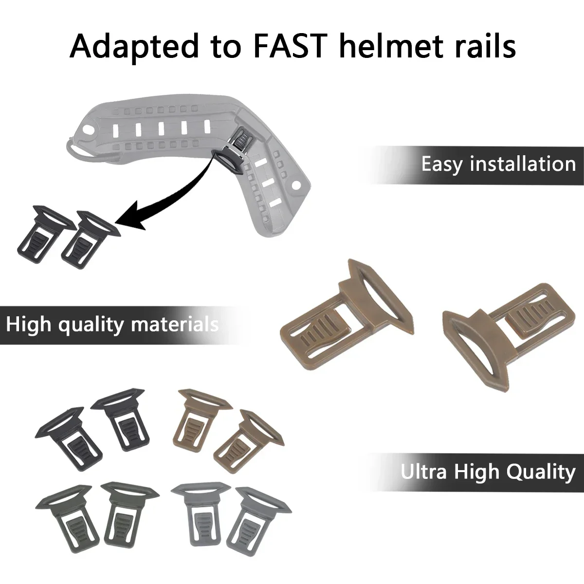 Tactical NVG Rotating Clamp Helmet Rail Adapters Universal Nylon Fast Goggles Rail Swivel Clips Set Adapter Helmet Accessories