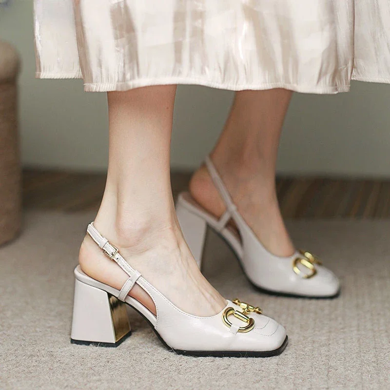 Large Size Women's Shoes 41-43 Fat Feet Wide Fat Baotou Sandals Female Fairy Wind High Heels Thick Shoes