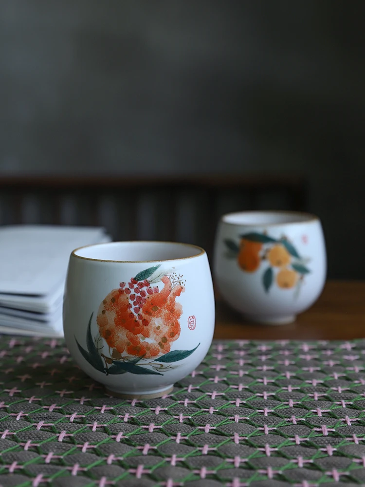 

Hand-Painted Cerc Tea Cup Couple Mug Handmade Water Cup Warm Hand Cup Cooking Tea around the Fire Cup Chinese Sle Gift Box