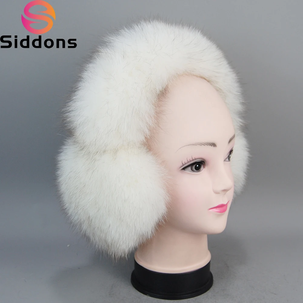 New Winter Fox Fur Headphones Women Real Fur Earmuffs For Women Genuine Fur Ear Muffs Ladies Warm Ear Bandage Female Ear Warmer