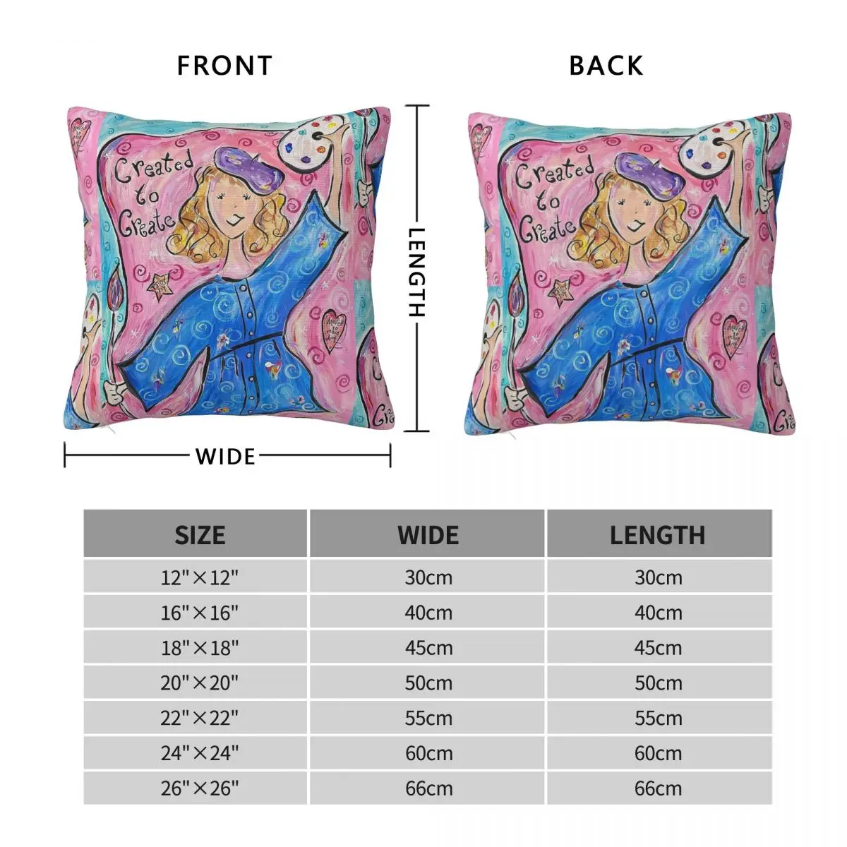 Created To Create Artist Square Pillowcase Polyester Linen Velvet Printed Zip Decorative Sofa Cushion Cover Wholesale