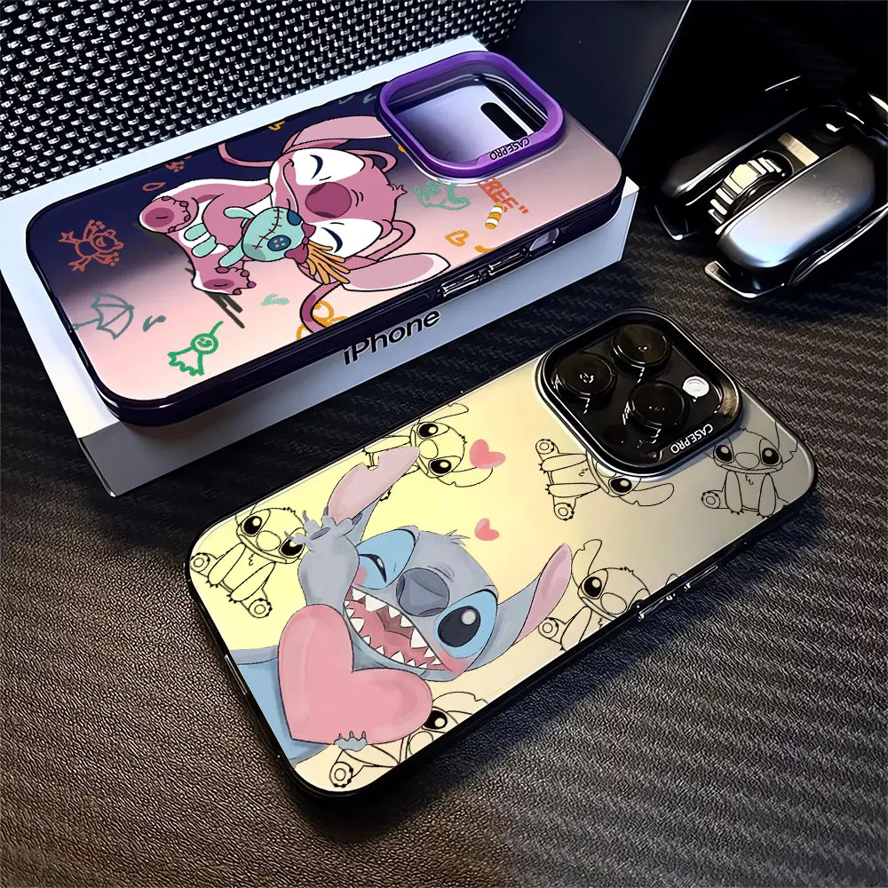 Casing ponsel sudut Disney Stitch, pelindung tahan guncangan untuk iPhone XR XS Max 15 Plus 11 Pro Max 14 Pro X 13 12 Pro