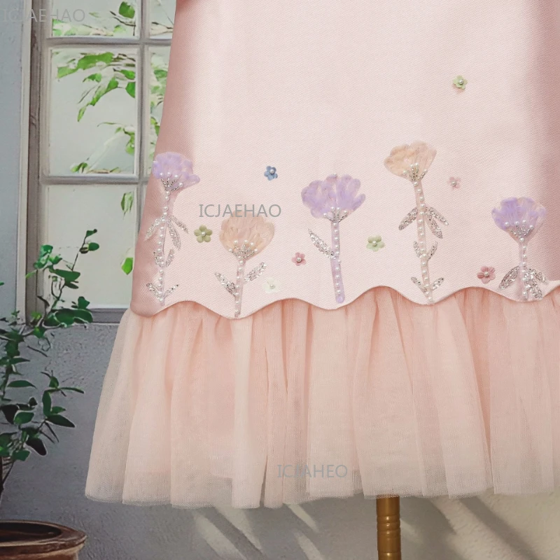 

Элегантное детское платье с 3D цветами для дня рождения, нарядное платье-принцесса с юбкой-тортом, праздничное платье для торжеств, детская одежда на Ид, модель 2026 года