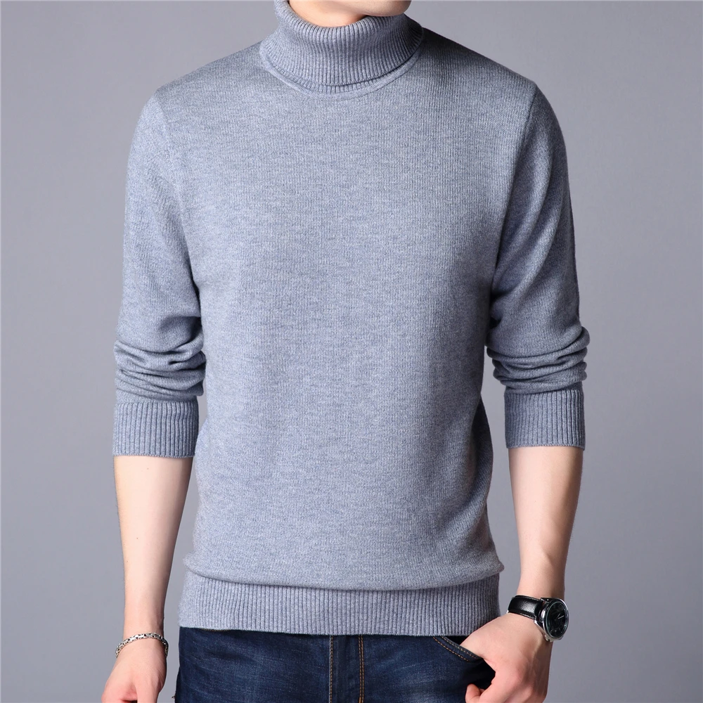 

Winter Turtleneck Sweater Men Thickening Warm Wool Pullover Men Brand Clothing Soft Pure Color Knitwear Homme Z3063