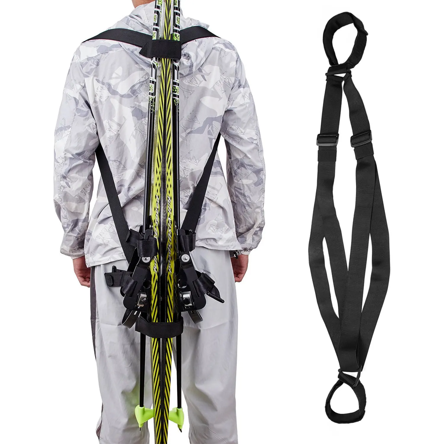 Ski-schouderriem Verstelbare ski-rugzakdrager Ski Carry Sling Strap voor heren, dames en kinderen