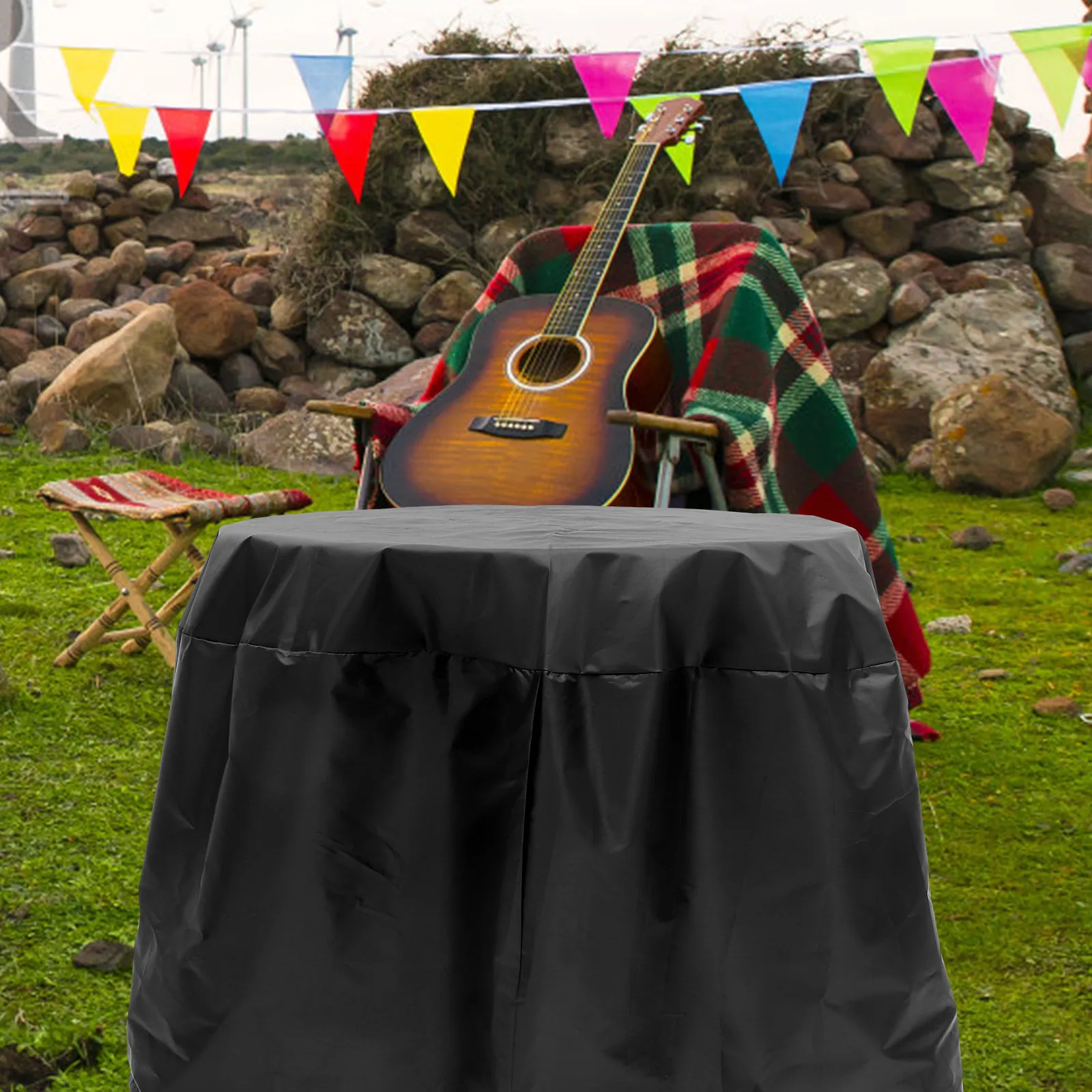 

210D BBQ Grill Cover 85x40cm Black Rainproof Dustproof UV Small Round Table Protective Covers Outdoor Gas Charcoal Weatherproof