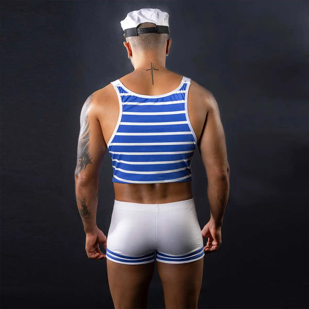 New Design Men's Sexy Two Pieces Roleplay Navy Uniform Male Haramon Nauty Party Cosplay Costumes Gay Night Club Fliter Outfits