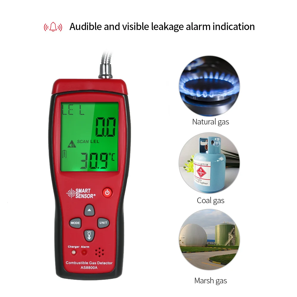 UpgradeSMART SENSOR Hand-held Digital Combustible Gas Detector Combustible Hand-held Gas Leak Tester