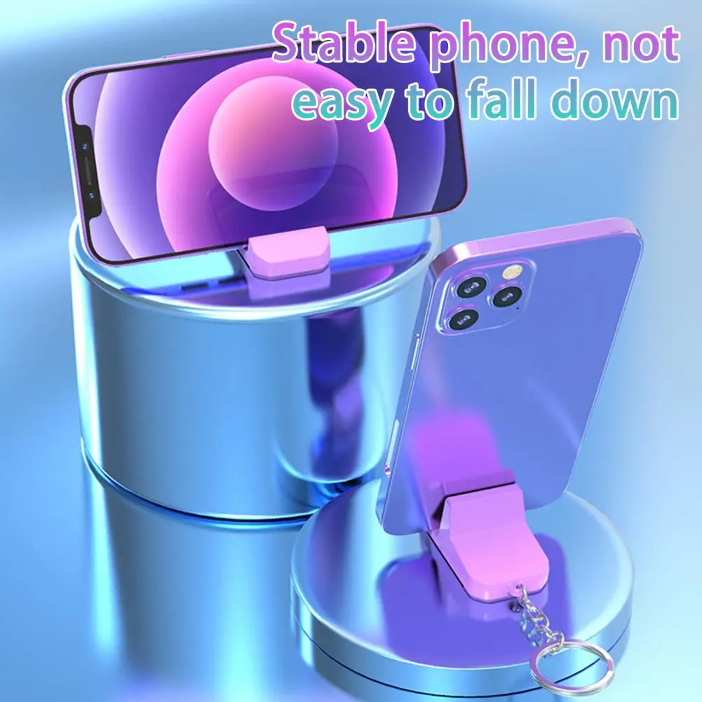 Mini Phone Stand Portable Mobile Phone Holder with Keyring Cellphone Stand Desktop Tablet Holder Table Bracket Phone Accessories