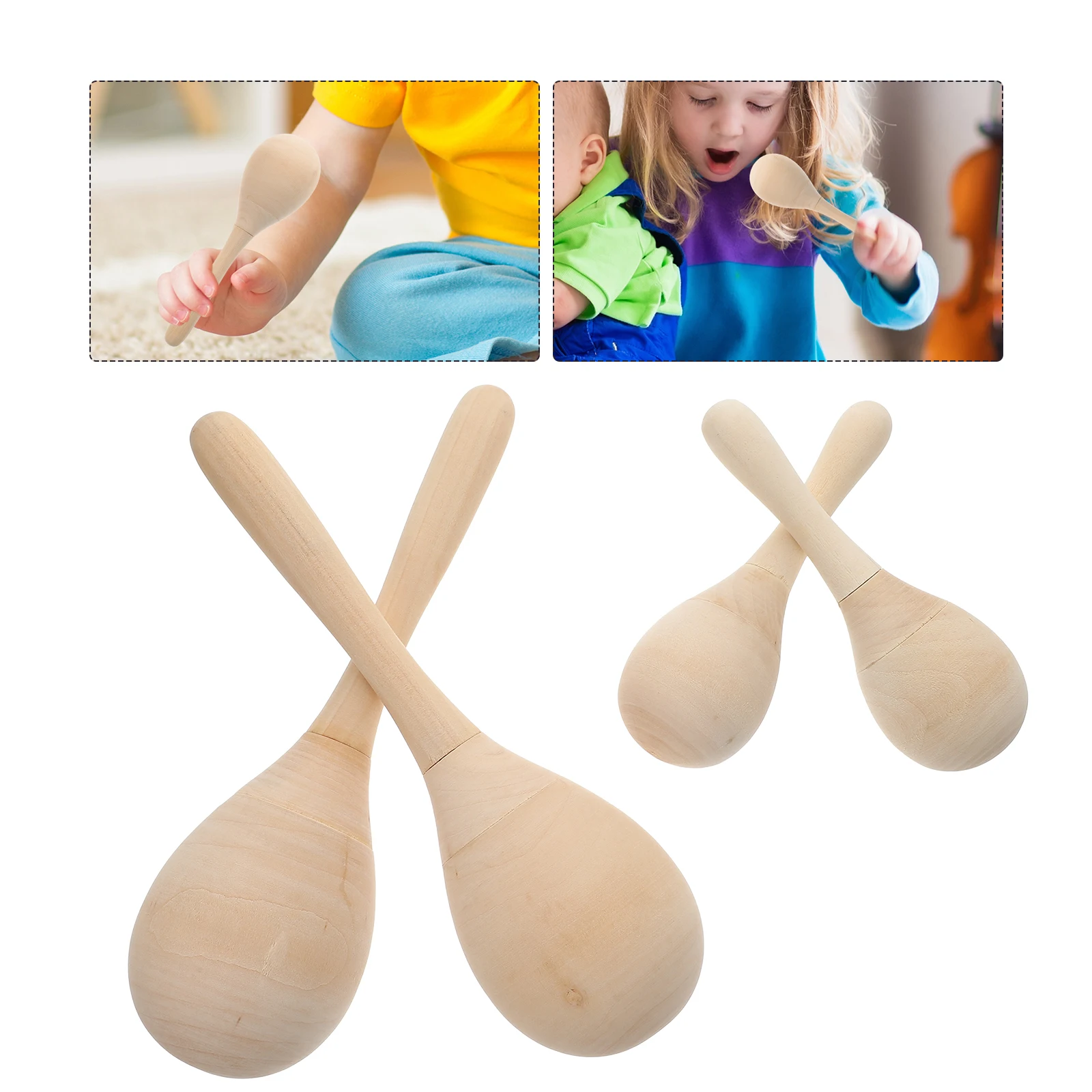 12 قطعة مطرقة الرمل التلوين لعبة Maracas للأطفال الخشب للأطفال الصغار الآلات الموسيقية غير المكتملة الحرف قرع الطلاء