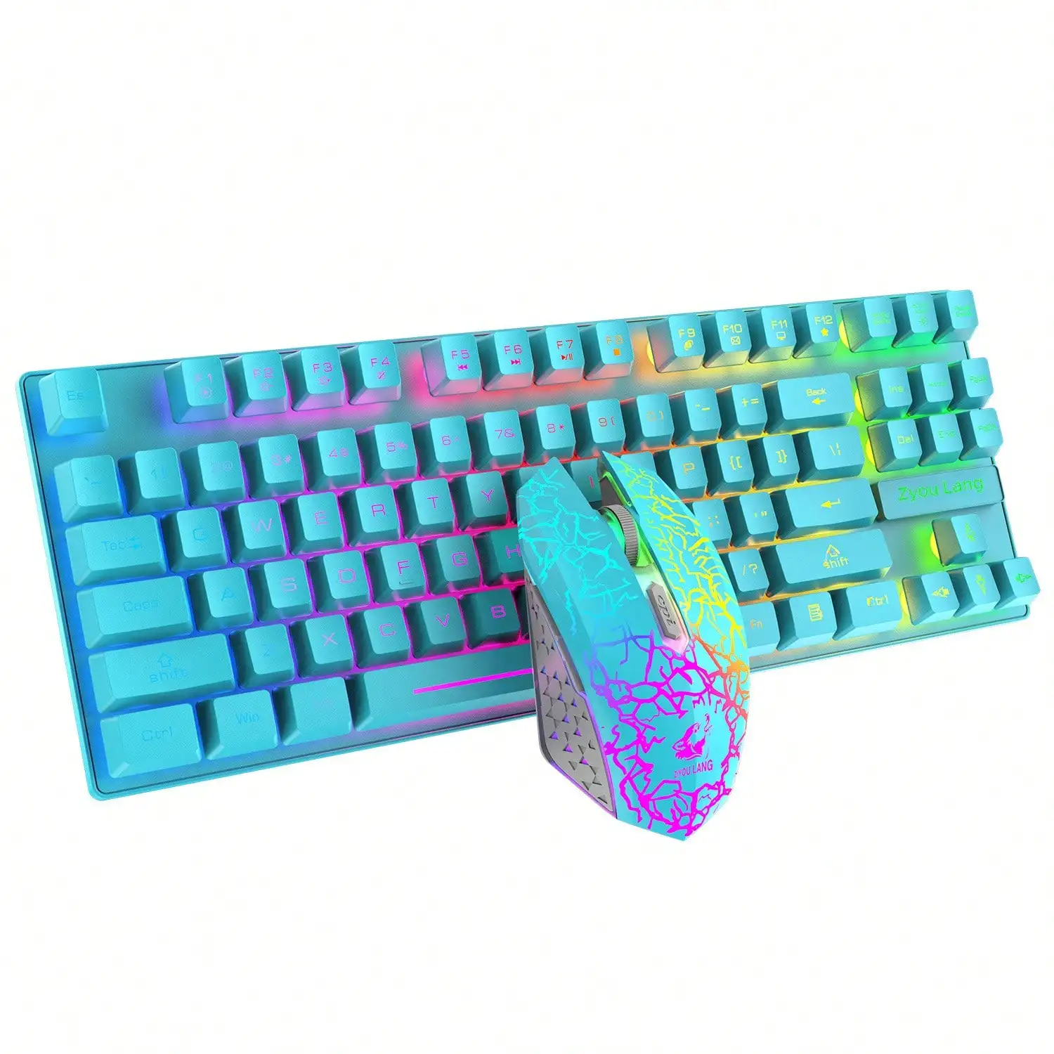 FreeWolf T87 Wireless Charging Gaming Keyboard Mouse Set Luminous Ergonomic Design for Comfortable Gaming Experience