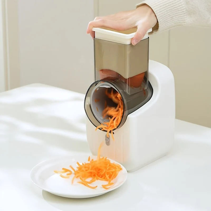 

Electric cheese grater, multifunctional and efficient automatic chopper, equipped with 5 replaceable drum blades, suitable for v