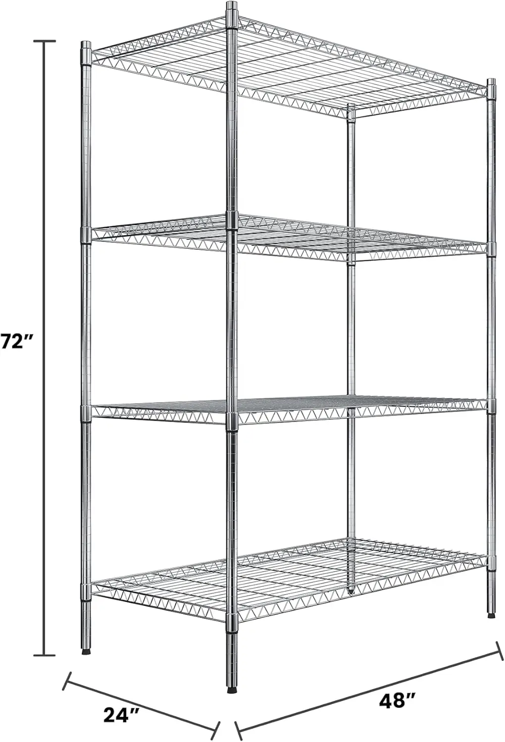 4-Tier Shelving Storage Rack  Adjustable Wire Shelf Organizer Unit for Warehouse Healthcare Garage|300 l