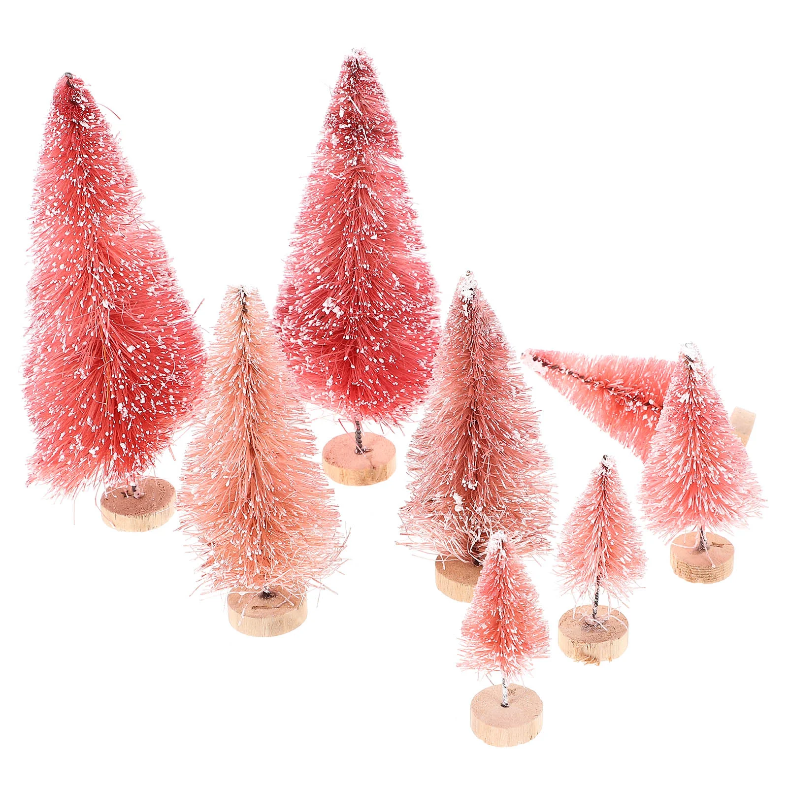 8 Pcs Mini Tree Decorations Outdoor Xmas Ornaments Bottle Brush Christmas Prop Trees Statue