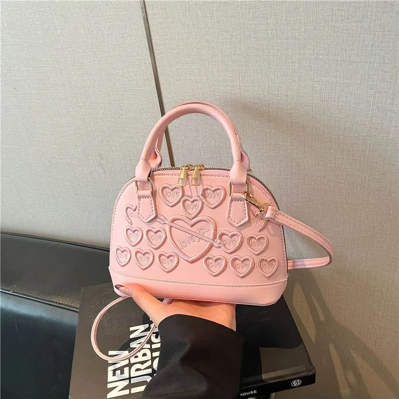 Heavy Industry Embroidery Portable Shell Bag Women's Cross-border New High-end Versatile Fashion Shoulder Bag Love Messenger Bag