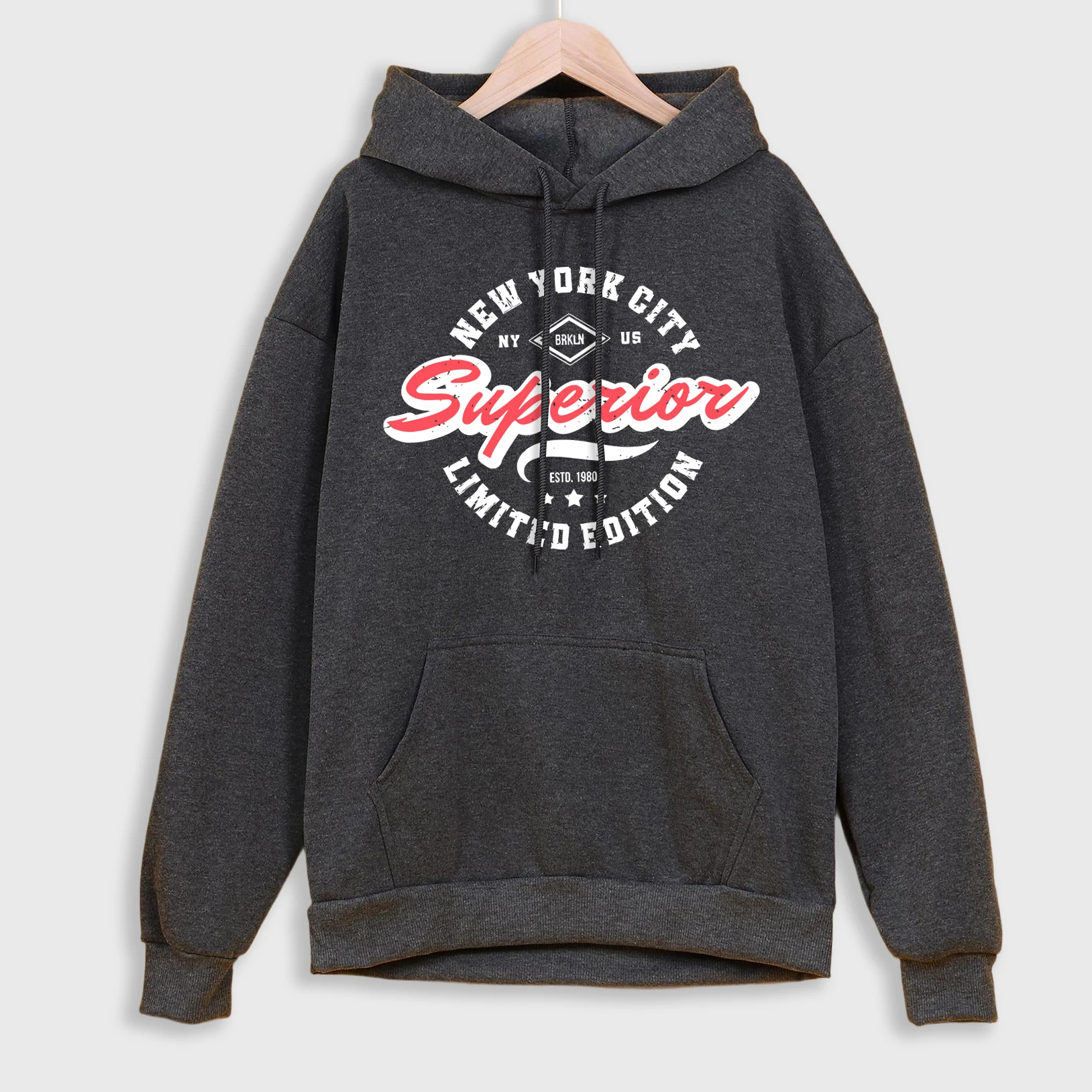 New York City Superior Limited Edition Print Herren Hoodie Vintage Pullover Herbst Lose Top Fleece Trendy Unisex Casual Kleidung
