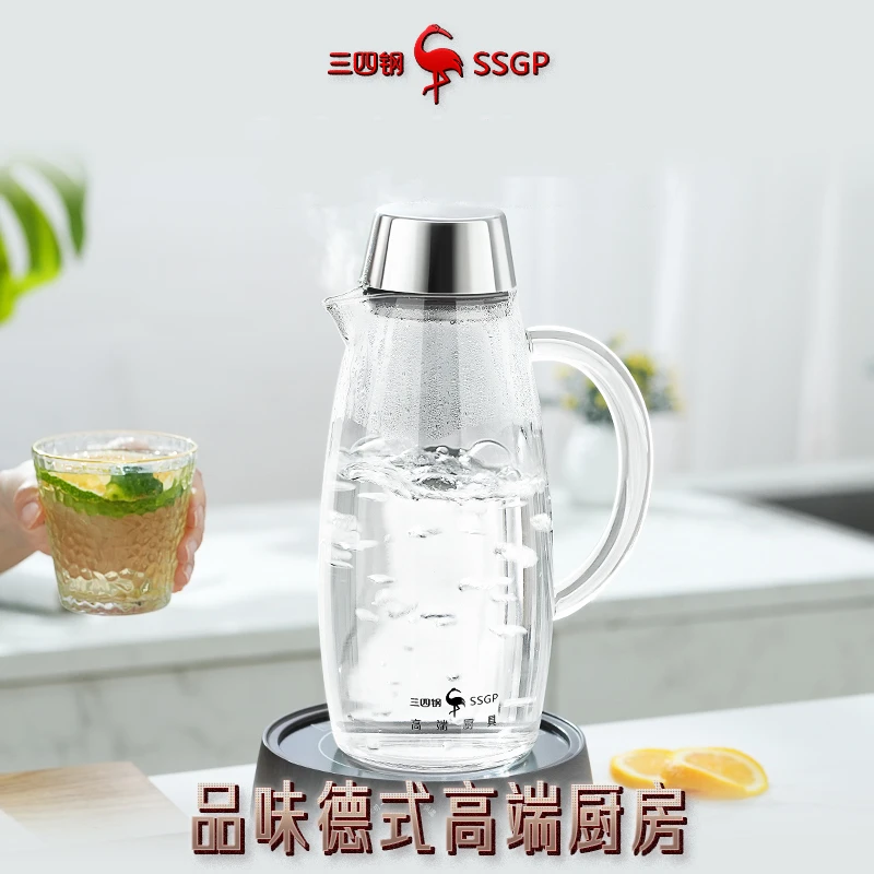 Luxury High-Borosilicate Glass Kettle Ultra Hardness 4mm Transparency Water Bottle 2L watering Can for Dinning Room Tableware