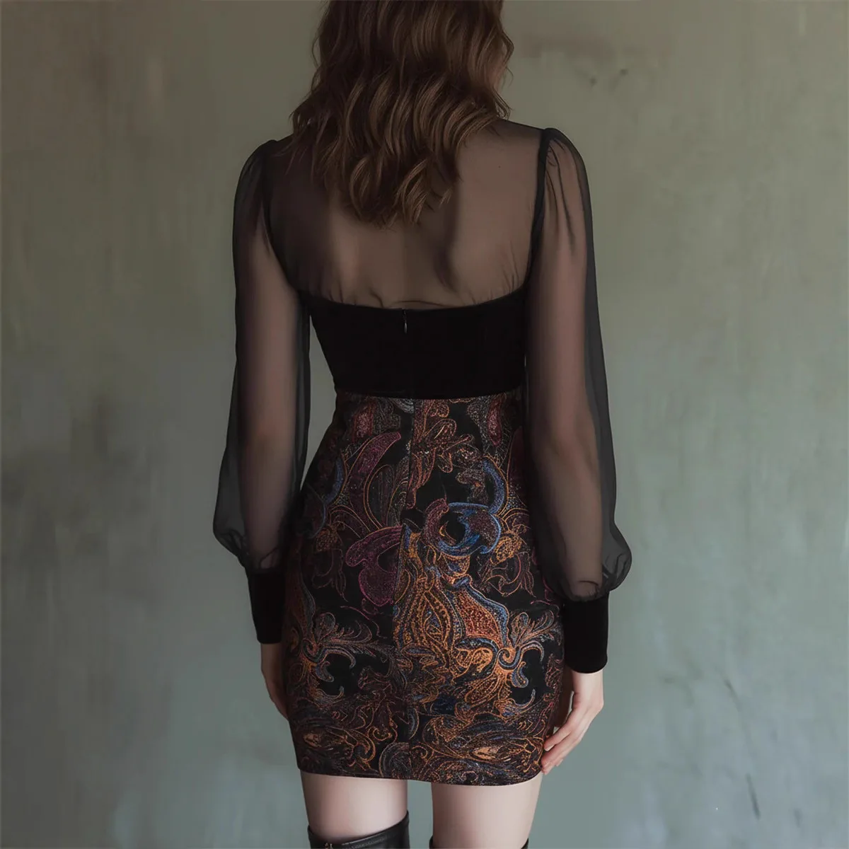 Dames nieuwe mode veelzijdige woon-werkverkeer bodycon mini-jurk sexy pure mesh patchwork tube top taille cinched slim fit elegante stijl