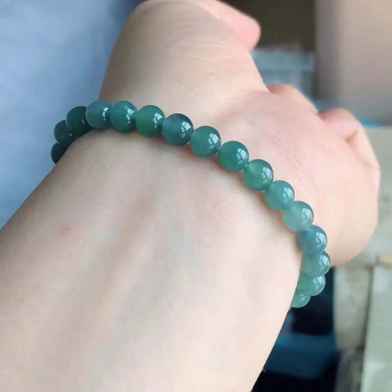 Natural Blue Water Jade Bracelet High Ice Grade A Myanmar Jadeite With Certificate Burma Jades Bracelets Men Women Fine Jewelry