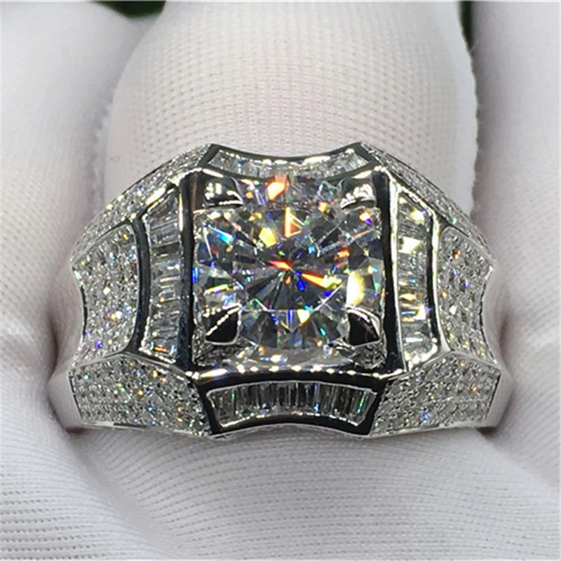 14K Gold 3 Carats Diamond Ring for Men Rock 14k Gold Jewelry Anillo Esmaltado Silver 925 Jewelry Bague Diamant Bizuteria Rings