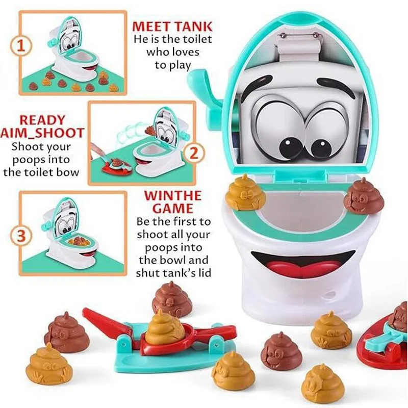 Children Funny Toy Shoot The Poop Creative Family Table Game for 4-10 Years Old Kids Novelty Poop Shooting Game Funny Gifts