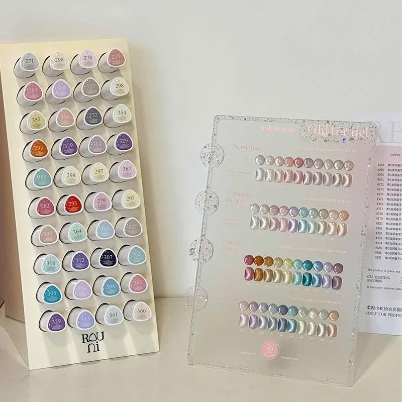 

ROUNI 40 Colors New Trend Magnetic Cat Eye Gel Polish Collection Glass Moonlight Crystal Cat Eye Gel Polish Set For Wholesale