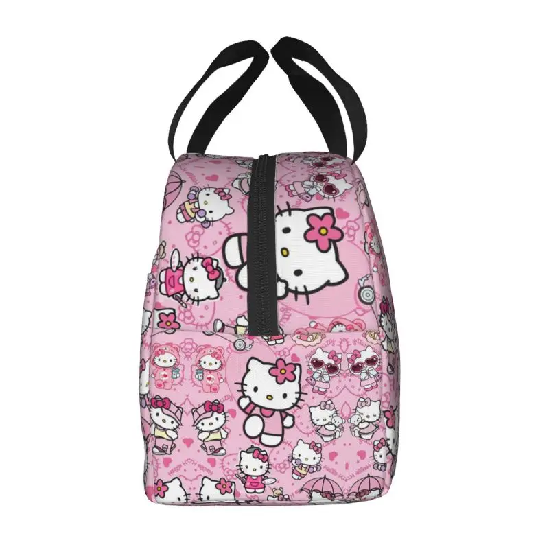 Custom Hello Kitty Cat Anime Cartoon Insulated Lunch Bag for Women Leakproof Cooler Thermal Lunch Tote Office Work School