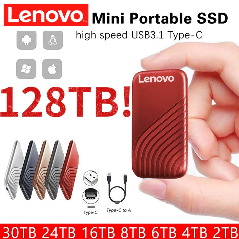 Lenovo-disco duro Ssd Original de 2TB, dispositivo electrónico portátil de 2,5 pulgadas y 500GB para teléfonos móviles y portátiles