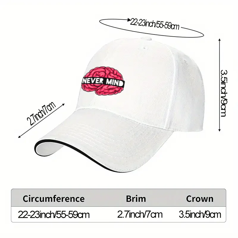 Never Mind Brain Print Baseball Cap Polyester Unisex Adjustable Outdoor Trendy Gift Hat