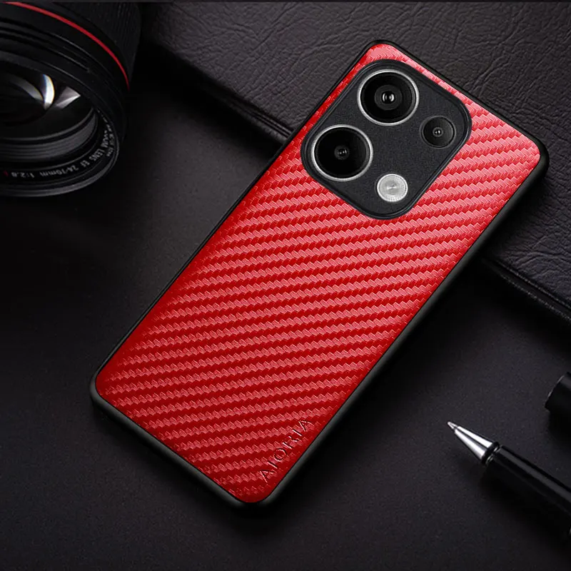 Carbon Fibre Shockproof Slim Case for Xiaomi Poco M6 Pro 4G Non-Slip Full Body Protective Phone Case