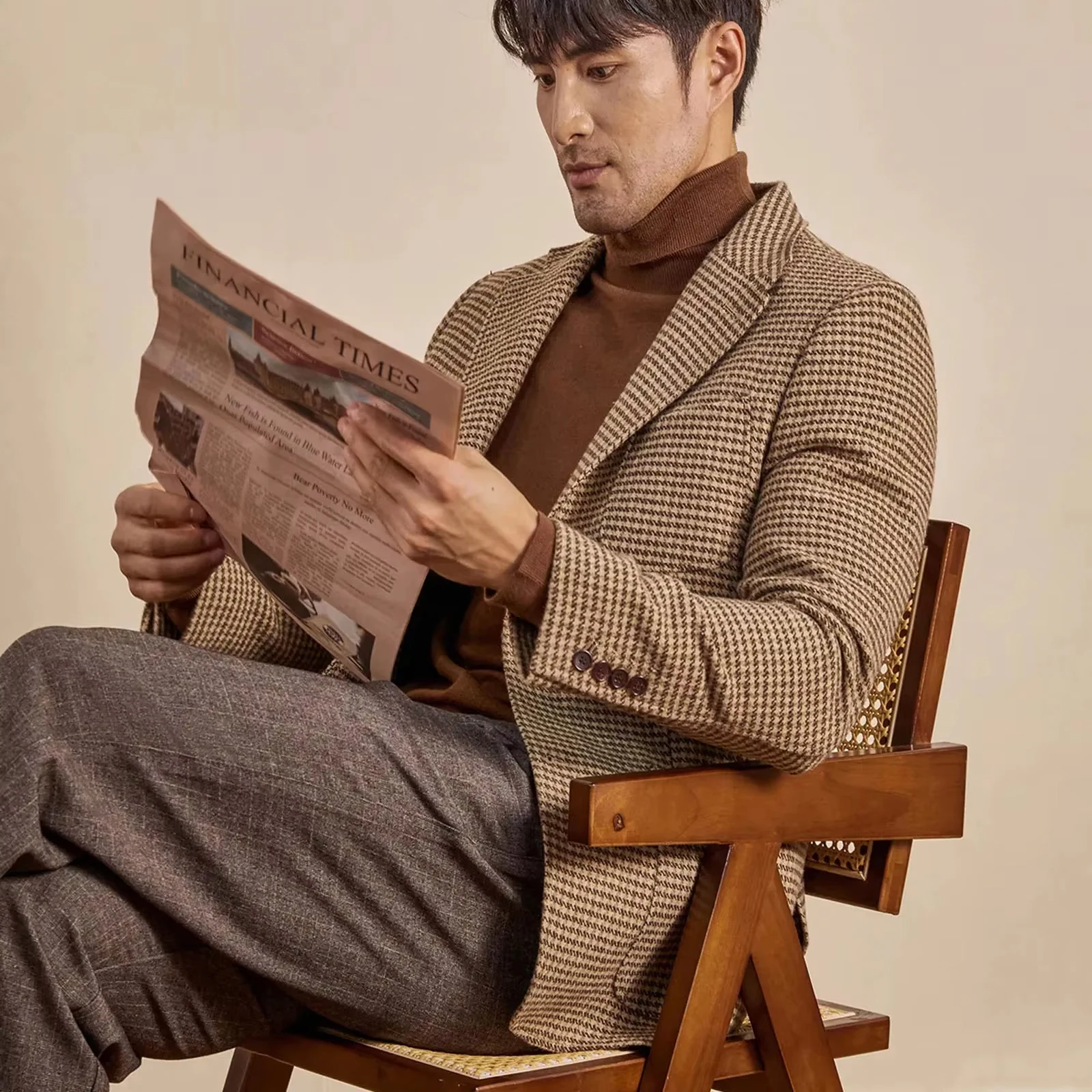 سترة بدلة رجالية ريترو على الطراز الإنجليزي سترة رجالية غير رسمية كبيرة الحجم بدلة صوف بريطانية شهم عصرية بدلة تويد هاوندزتوث