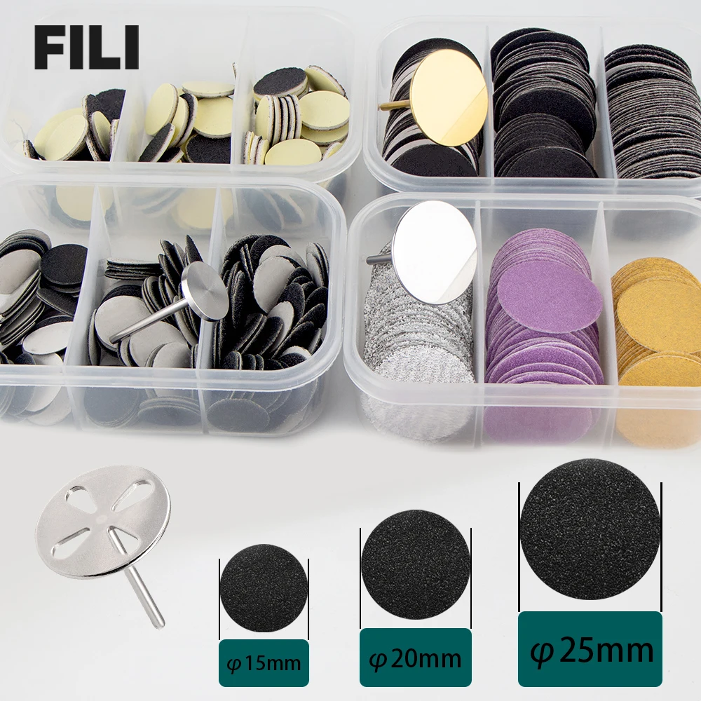 FILI 15/20/25mm Pedicure Tool Set Replaceable Sanding Paper with Disk Shaft Foot Dead Skin Remover Feet Care Salon Manicure Tool