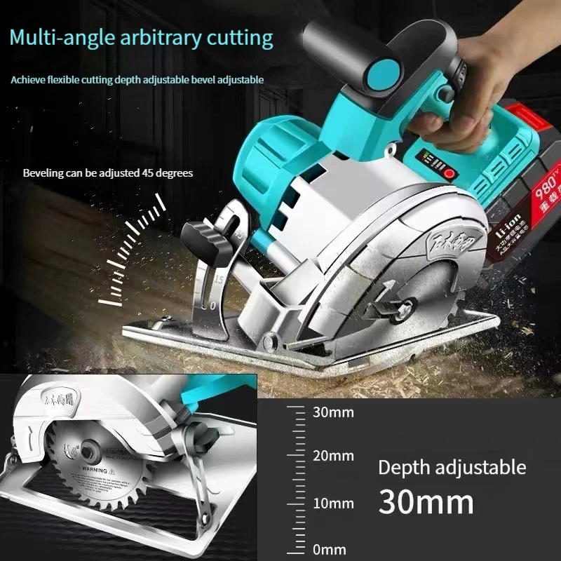 Brushless Circular Saw 5 Inch Multifunctional Cutting Tool Handheld Cordless Electric Chainsaw