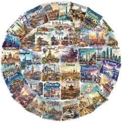 50PCS Mixed Travel Postcard World Stickers DIY Skateboard Laptop Luggage Cup Bike Motorcycle Phone PET Waterproof Sticker