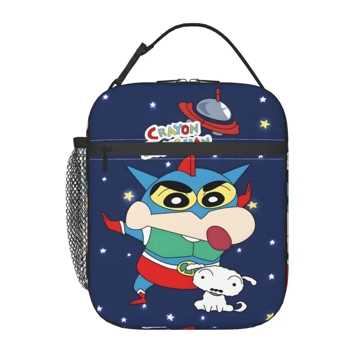 Custom Superman Insulated Lunch Bags for Women C-Crayons S-Shin C-chans Resuable Thermal Cooler Bento Box Outdoor Camping Travel