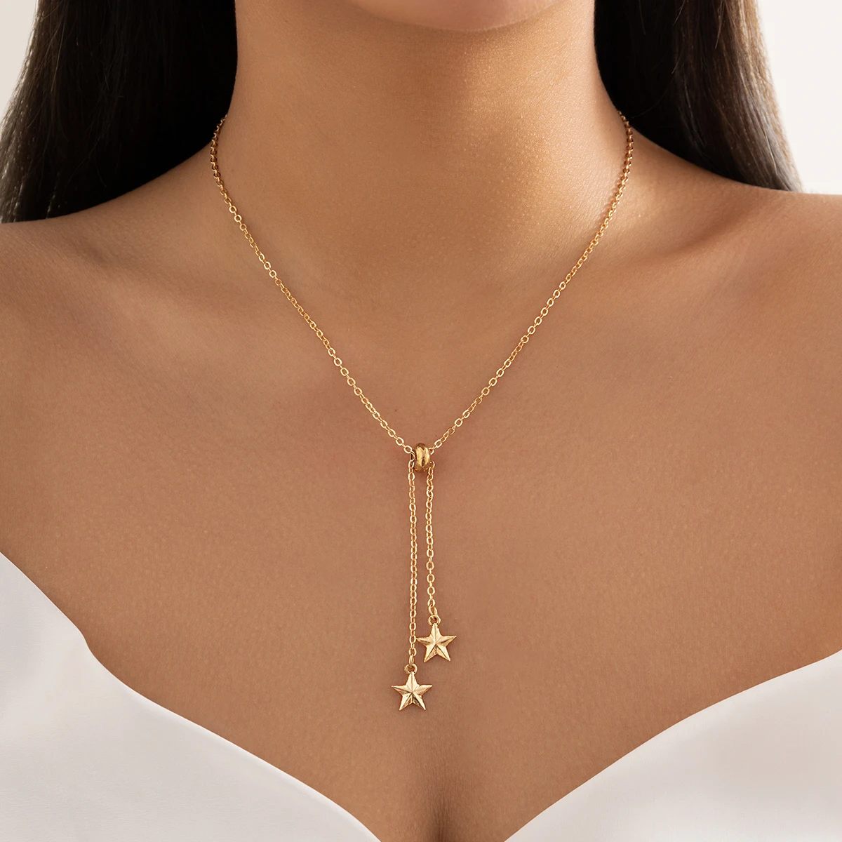 Salircon mode métal étoile pendentif collier court collier Design créatif réglable chaîne en métal tour de cou tendance bijoux pour femmes