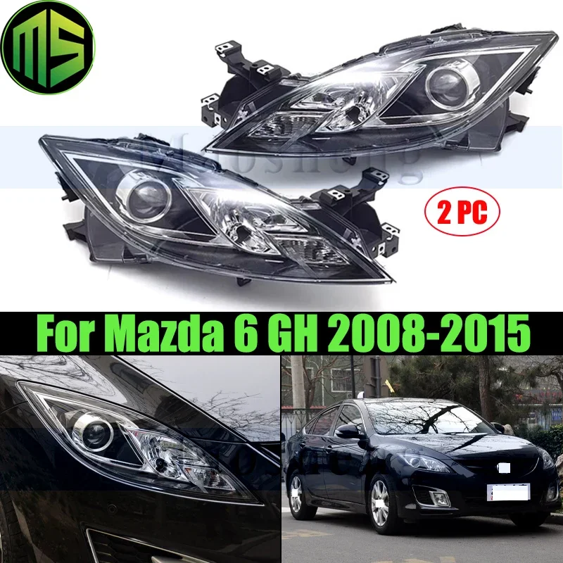Maosheng Para reflektorów ksenonowych lub halogenowych przedniego zderzaka do Mazdy 6 GH 2009-2015 Reflektor przedni Reflektor kierunkowskazów