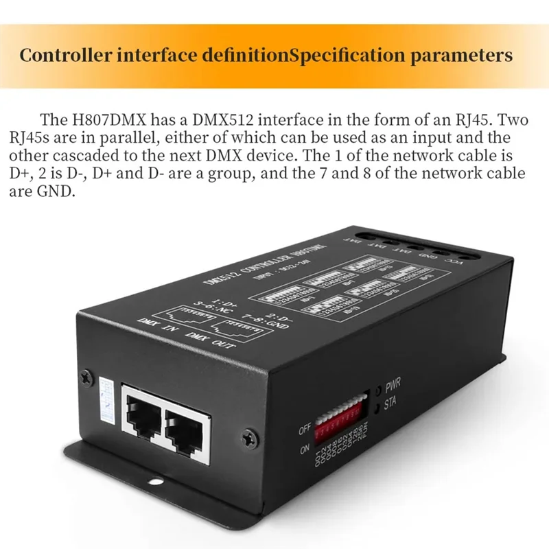 BAAJ-DMX512 H807 RGB LED Controller DMX WS2811 WS2812B WS2813 WS2815 Pixels Led Strip Controller DMX Stage Light 1024Pixels Dura